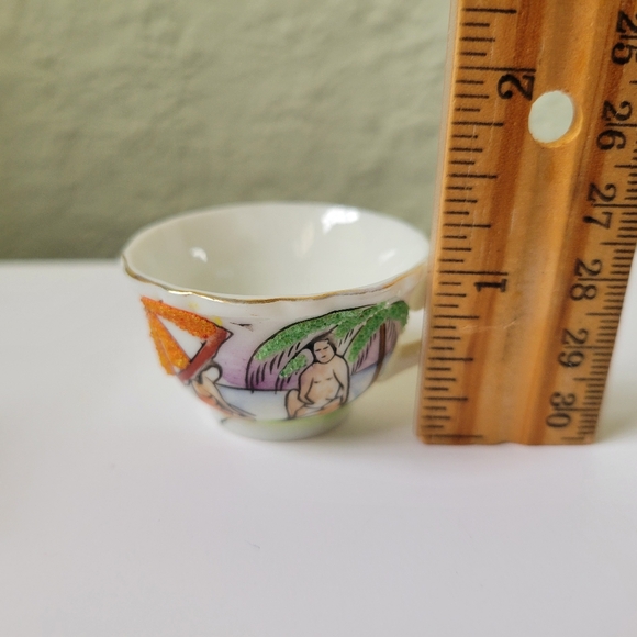 Polynesian Tiki Tea Cup, Saucer and Pot Island Beach Vintage Minature Souvenir. - Picture 9 of 11